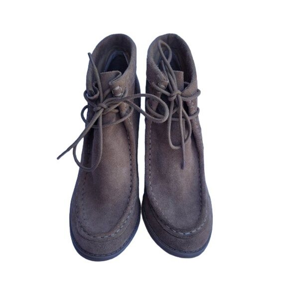 Lucky Brand Stacked Wedge Ankle Bootie Womens Size 9 Tan Leather - Picture 10 of 10